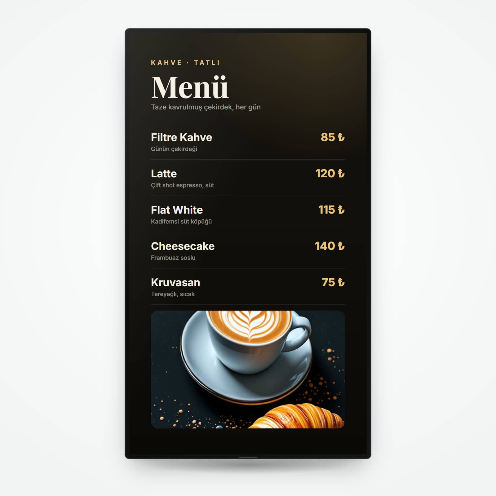 iiyama 55 inç dijital menü ekranı, kafe menüsü