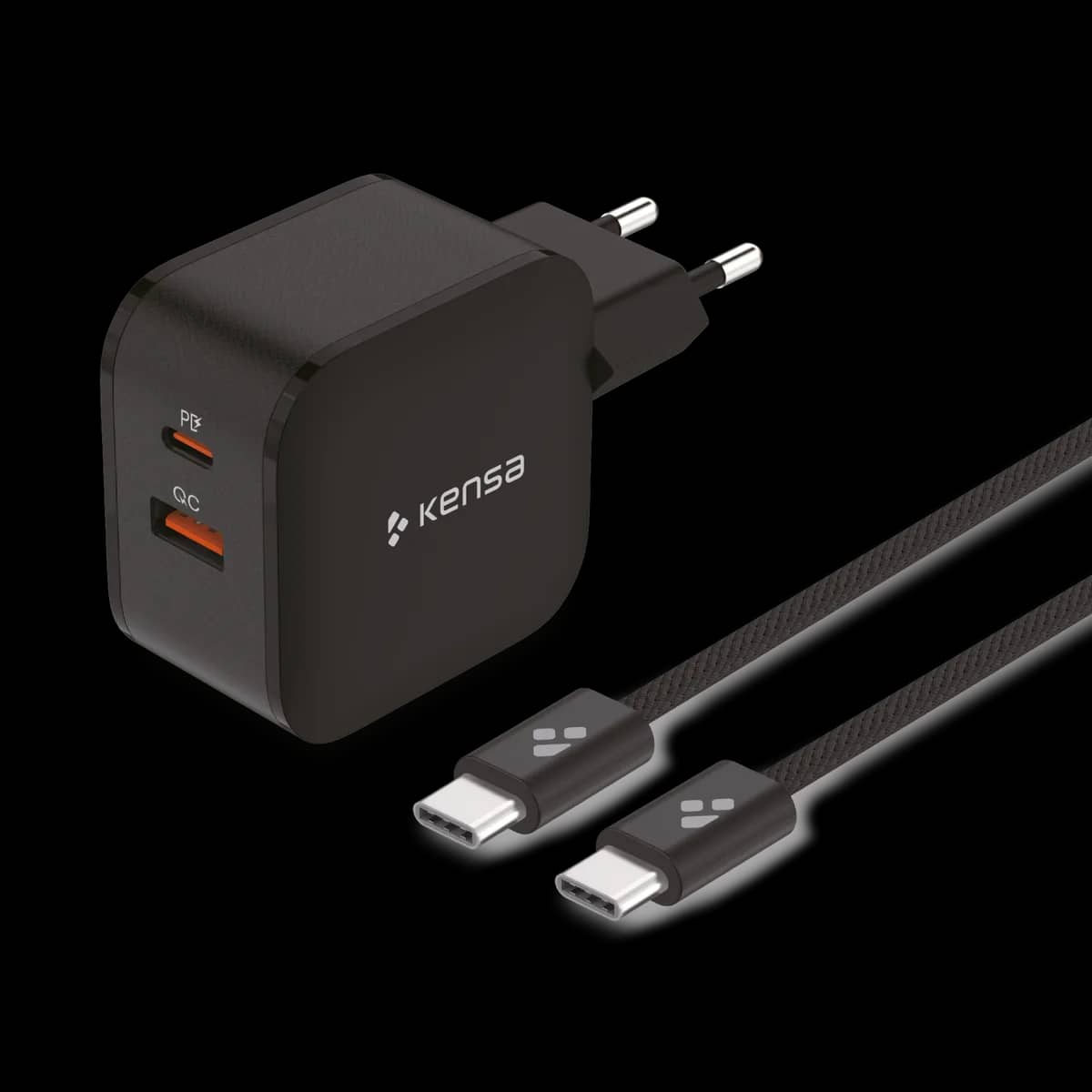Kensa 50W Çift Portlu Akıllı Hızlı Şarj Seti