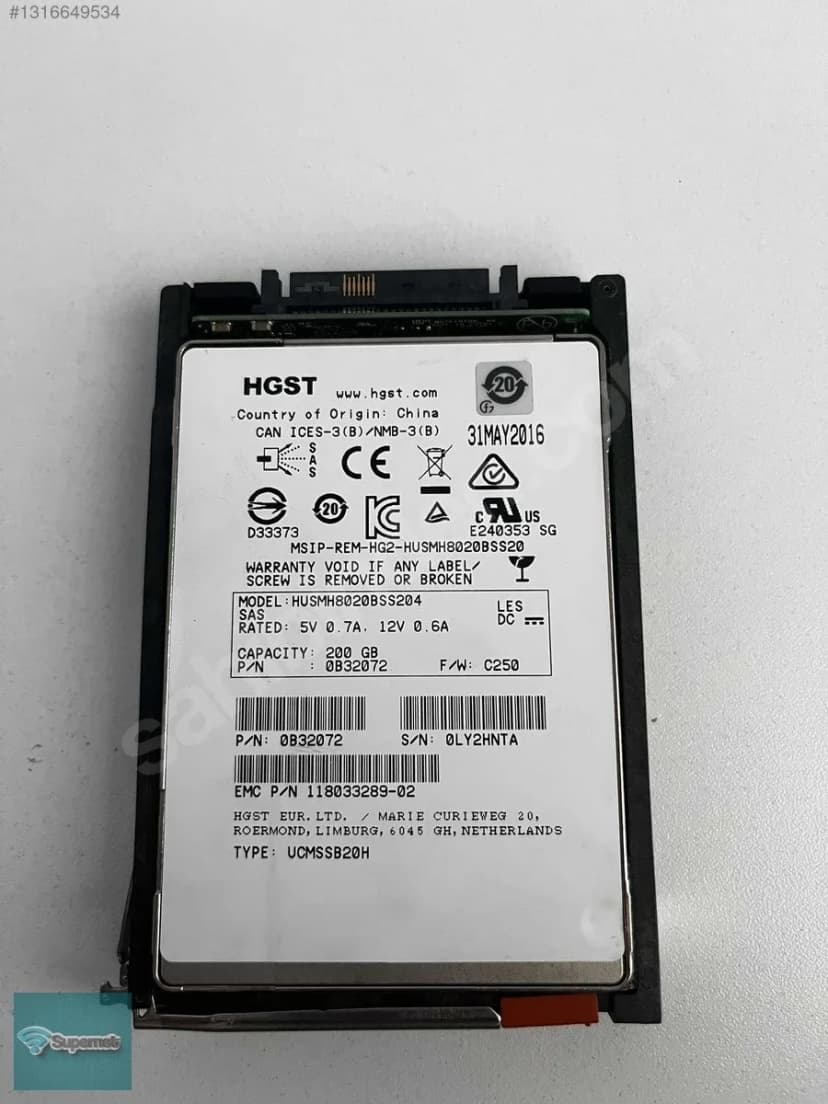 HGST 200GB SAS Disk